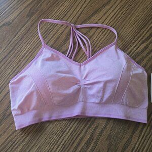 NWT Women's Xersion Seamless Low Support Bra Size XL Lilac Strappy Back